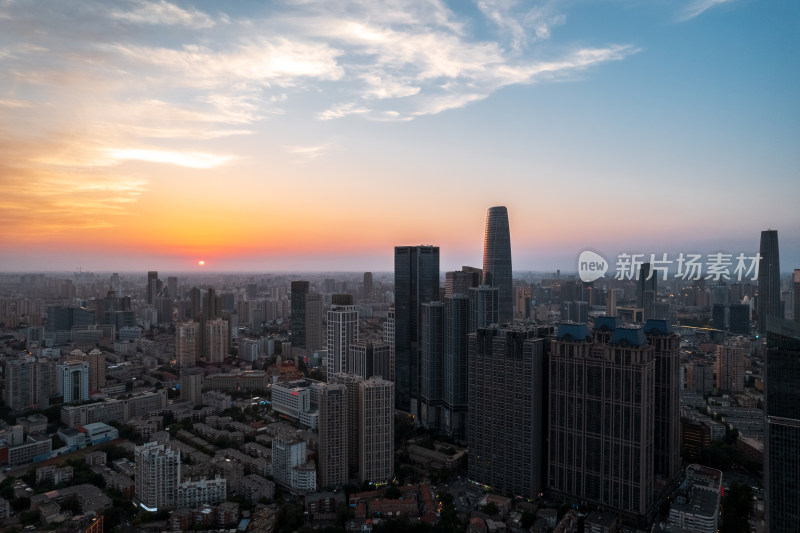 天津五大道文化旅游景区城市建筑日落风光