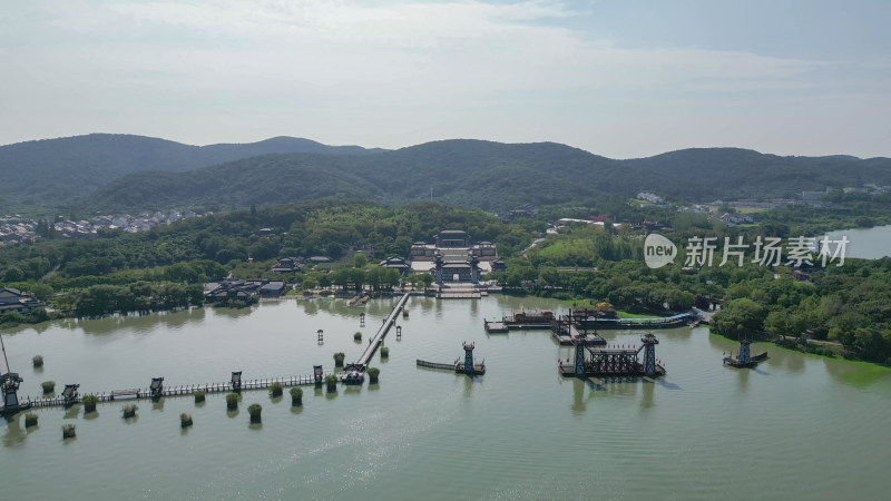 航拍江苏无锡三国水浒景区5A景区