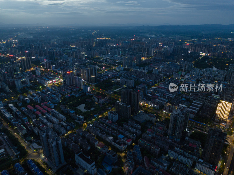 日落蓝调晚霞 航拍湖南衡阳开发区 城市风光