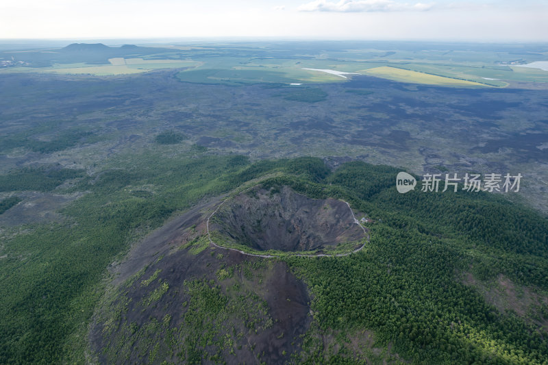 黑龙江黑河市五大连池火山群全景航拍