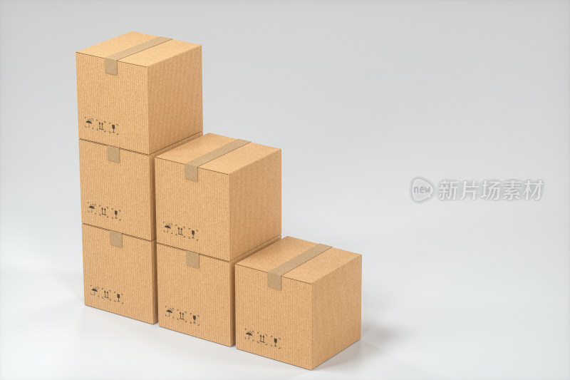 崭新的包装箱 快递运输仓储概念图 三维渲染