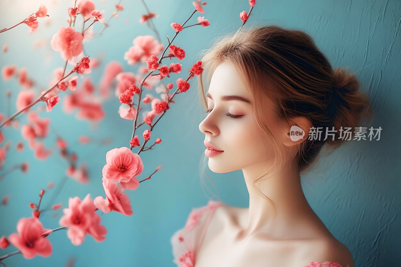 妇女节背景图美女花朵