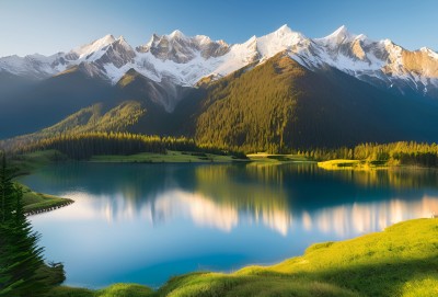 雪山草原森林风景