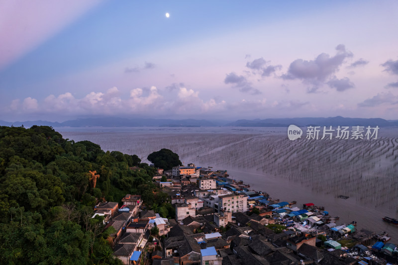 海上日落晚霞的福建霞浦沿海滩涂自然风光