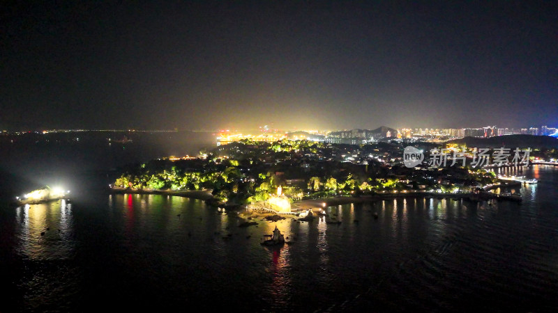 福建厦门鼓浪屿夜景航拍