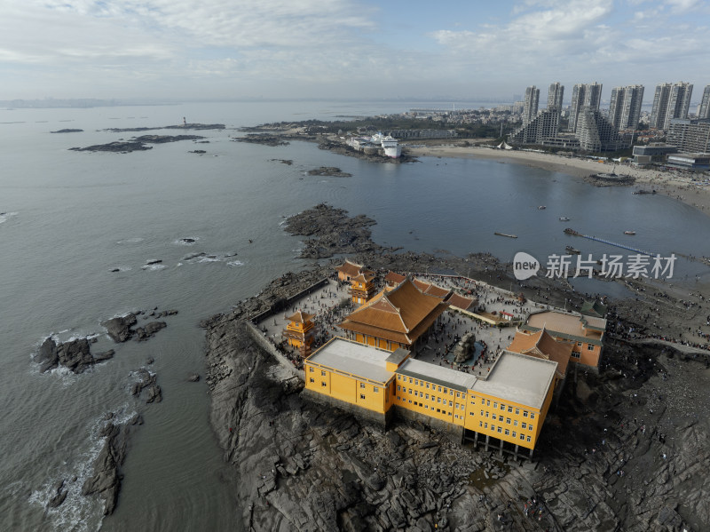 福建泉州石狮洛伽寺妈祖庙古建筑寺庙航拍