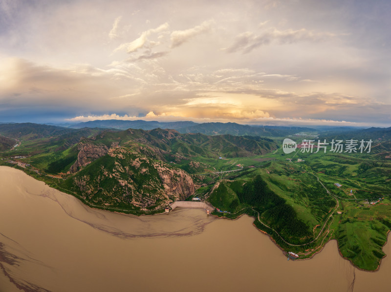 河北张家口赤城云州水库白河沿岸风光全景