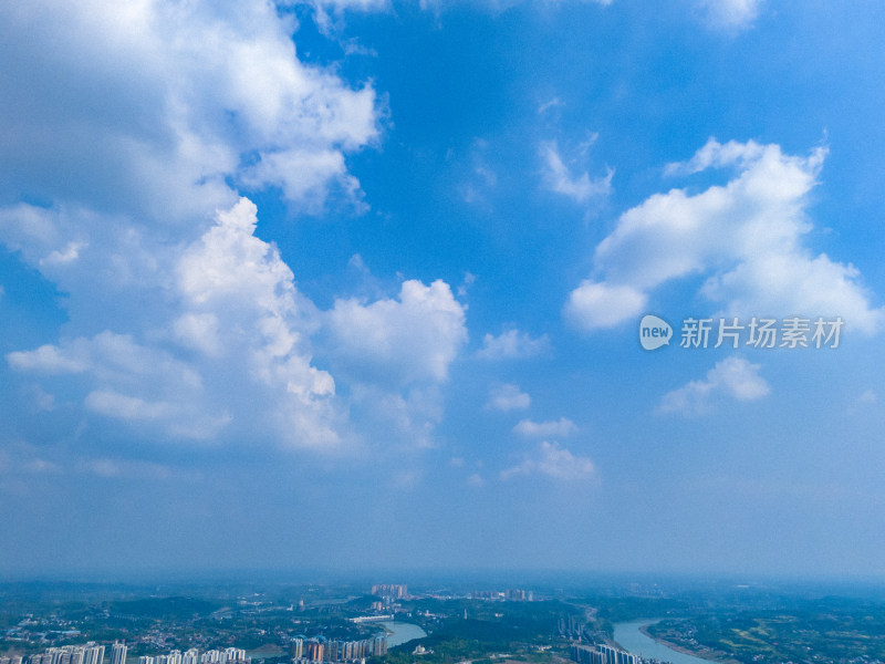 四川内江城市大景蓝天白云航拍图