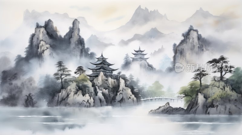 中国风水墨山水画