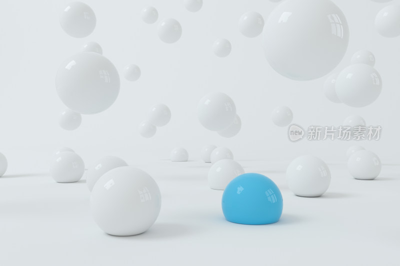 大量弹性的小球与白色背景 3D渲染