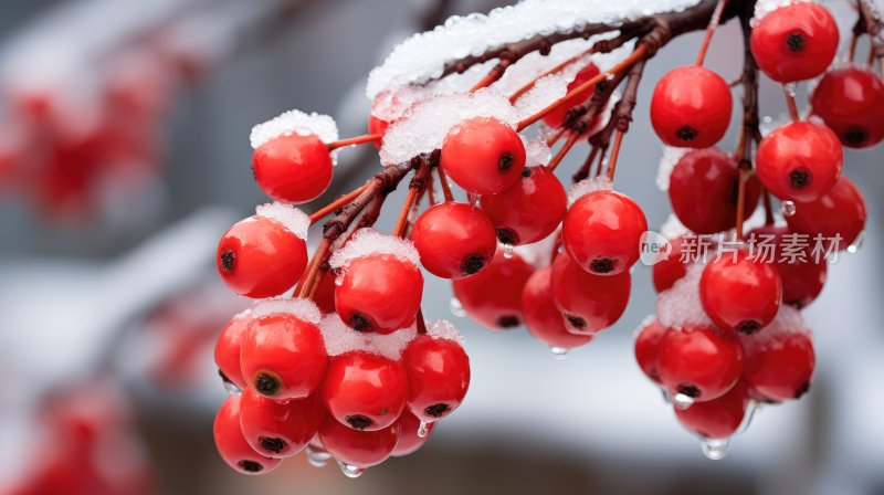 下雪后挂满树枝的浆果