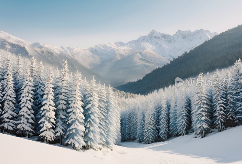 冬季森林白雪覆盖风景