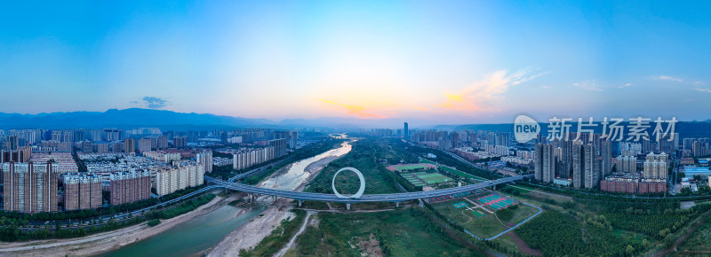 宝鸡城市风光航拍全景图