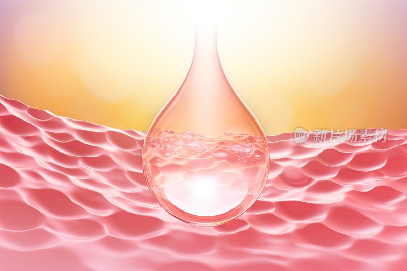 皮肤与细胞补水和精华修复概念