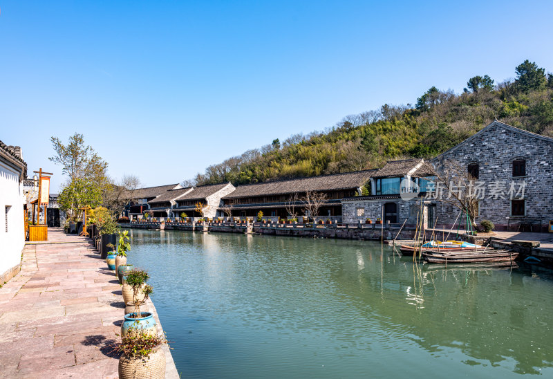 浙江宁波东钱湖韩岭老街水街景点景观