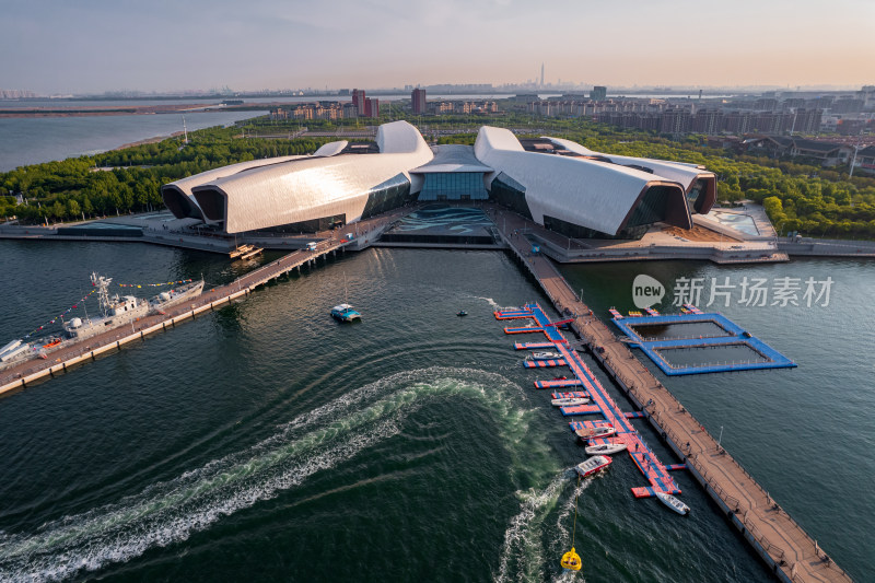 天津生态城南湾国家海洋博物馆城市风光航拍