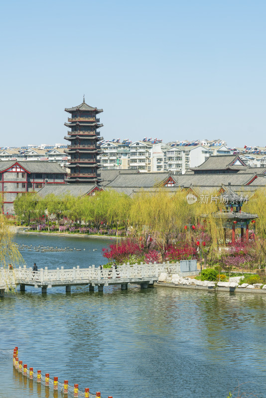 青州宋城文昌塔春天风景