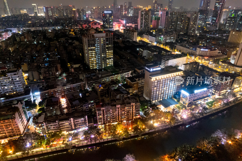 成都锦江区夜景灯光航拍摄影图