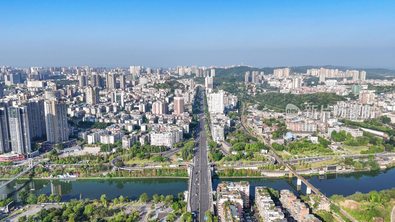 航拍四川自贡建设自贡城市风光