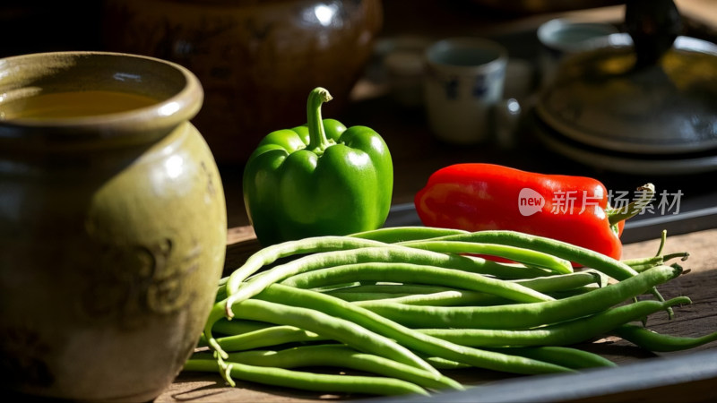 新鲜饱满的豆类蔬菜食材