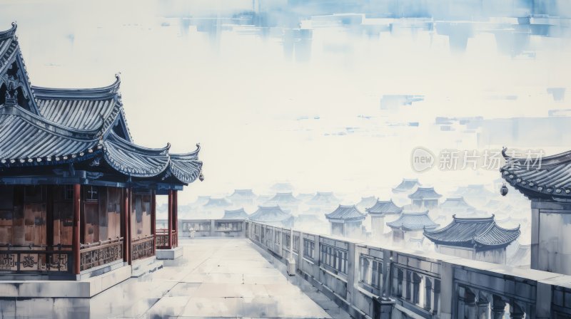 中国传统水墨画，北京紫禁城