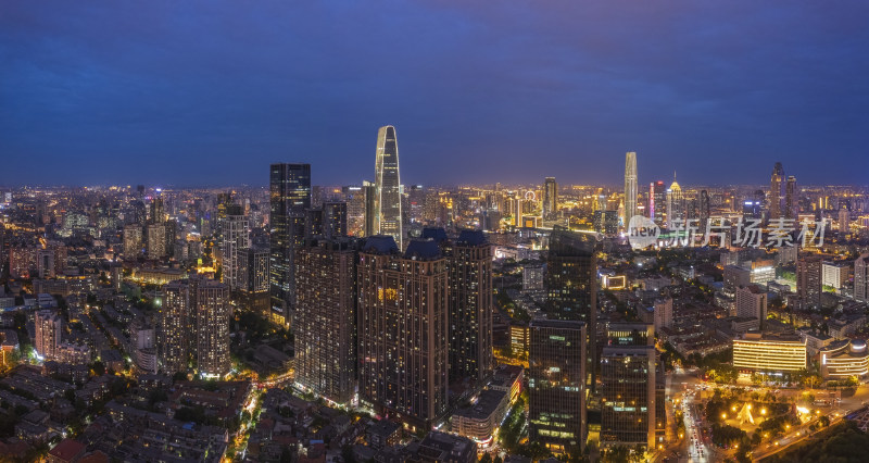 天津五大道文化旅游景区城市建筑夜景航拍