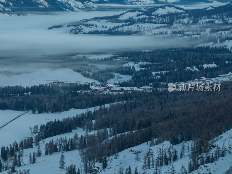 新疆北疆阿勒泰喀纳斯冬季雪景童话世界航拍