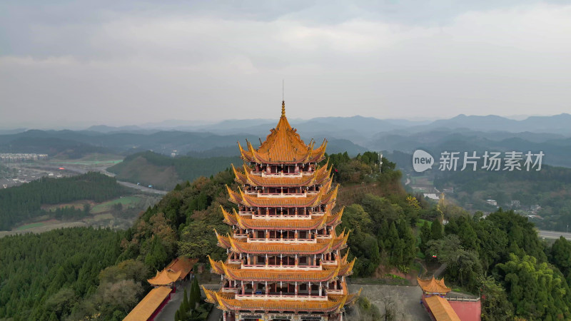 航拍四川遂宁灵泉寺风景区