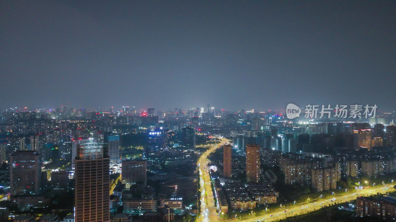 航拍四川成都天府新城成都金融城夜景