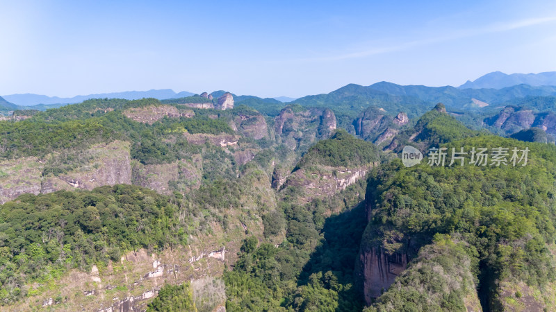 福建泰宁大金湖丹霞地貌航拍图