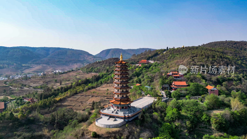 云南弥勒锦屏山景区航拍