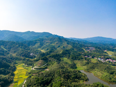 青山绿水山川丘陵航拍