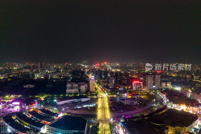 安徽蚌埠淮河广场夜景灯光交通航拍