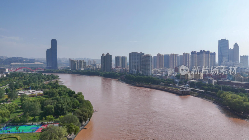 甘肃兰州大景兰州城市建设航拍摄影图