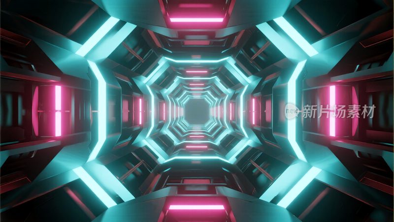 未来感霓虹光线科幻隧道