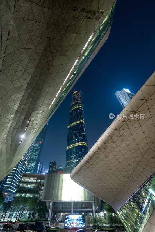 广东广州大剧院夜景城市建筑摩天大楼景观