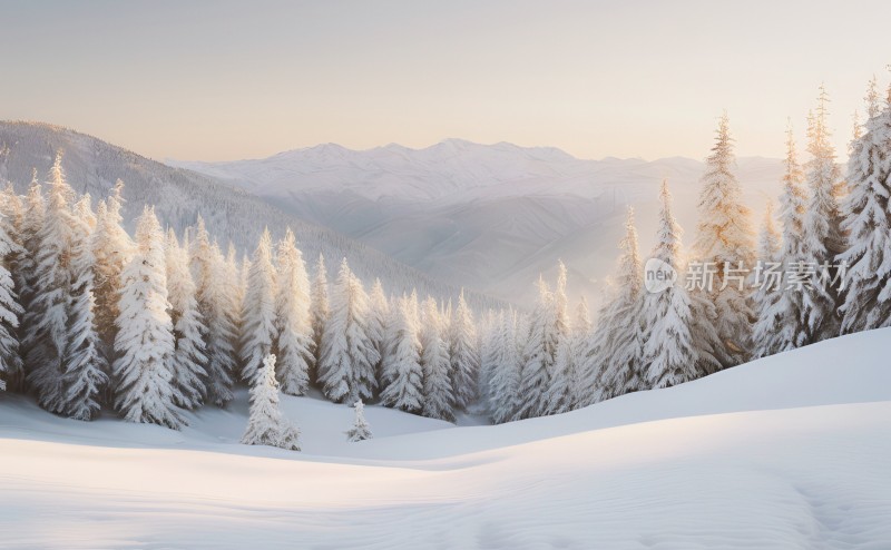 冬季森林白雪覆盖风景