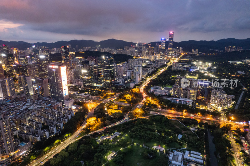 深圳市深南大道皇岗立交夜景航拍