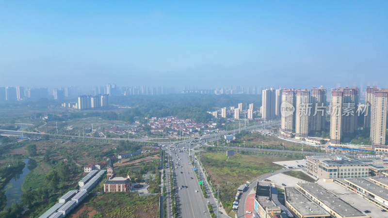 航拍湖南怀化鹤城区城市清晨风光