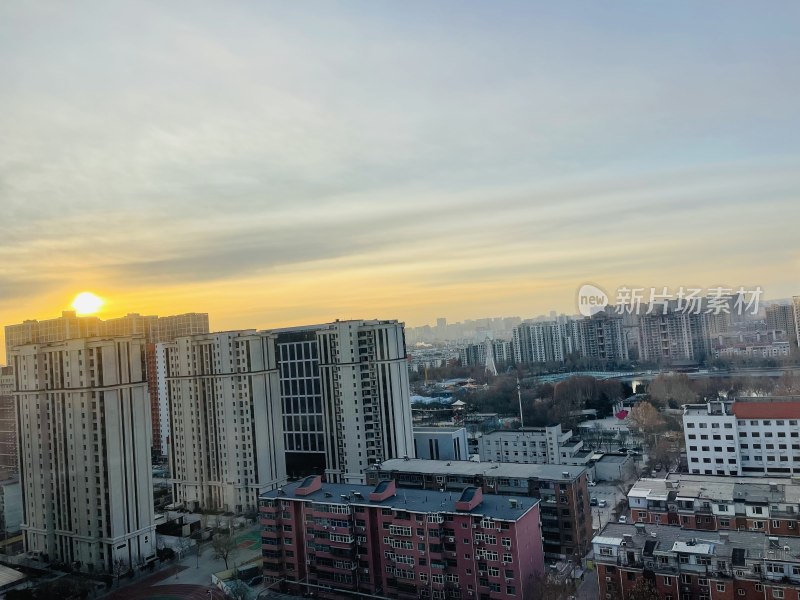 日出朝霞城市建筑风光风景天空