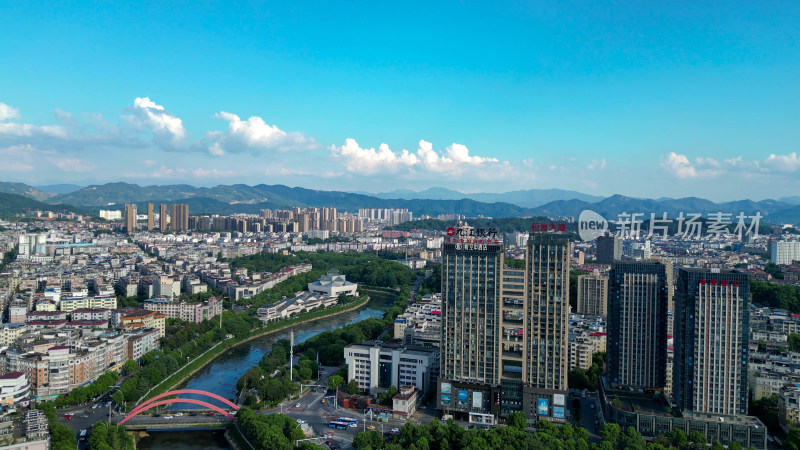 航拍江西萍乡城市天际线萍乡大景