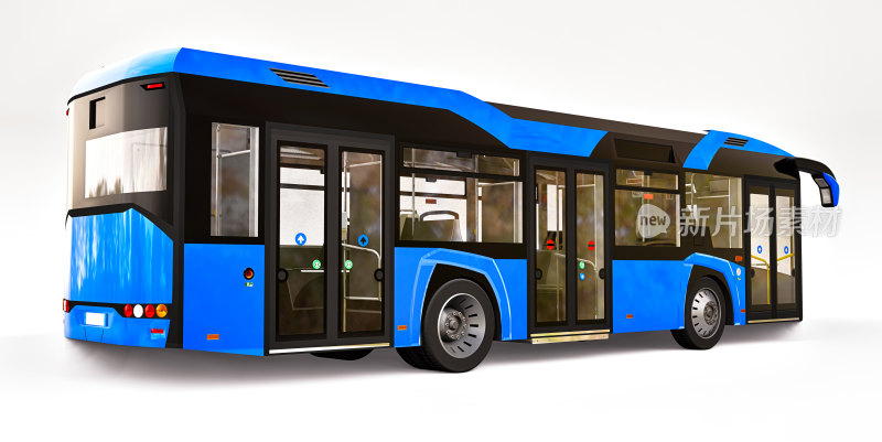 蓝色现代城市公交外观图