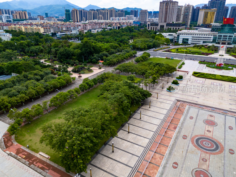 广西贵港市政府周边建筑航拍图