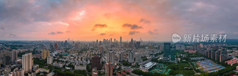 南京城市天际线日落全景