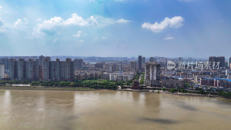 航拍湖北鄂州城市大景