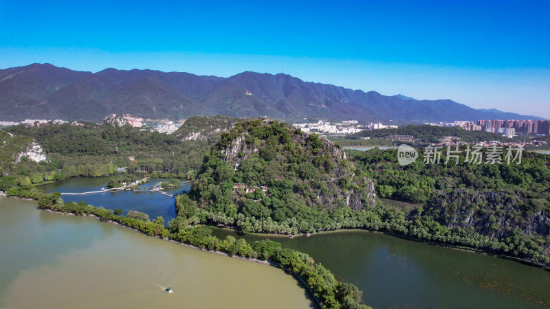 广东肇庆星湖景区七星山5A景区航拍