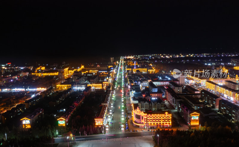 黑龙江省大兴安岭漠河市夜景航拍