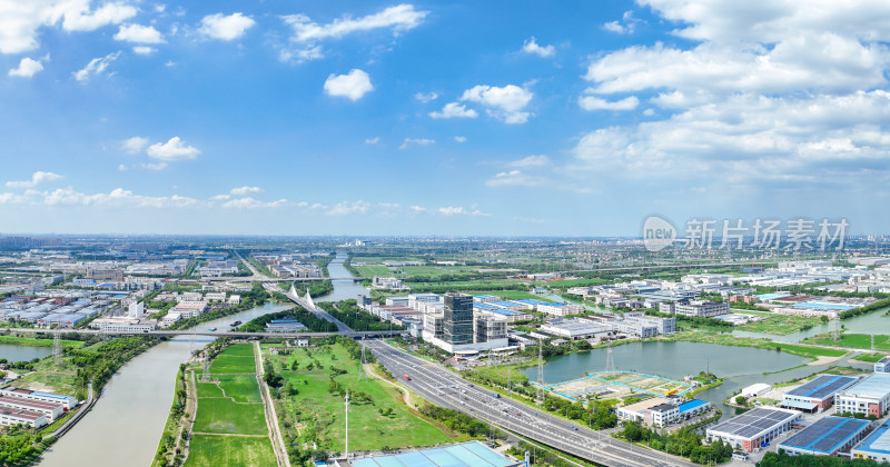 航拍昆山城市乡村建筑风光大景