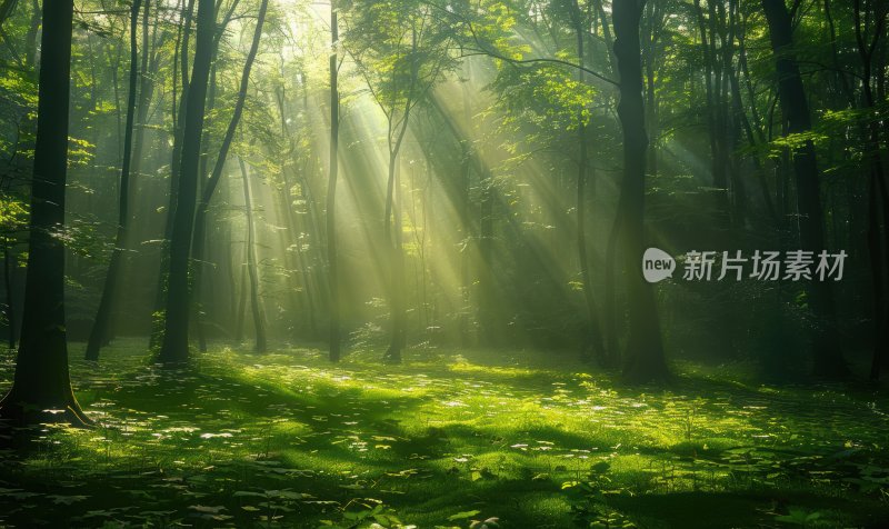 森林晨曦阳光树木自然风光树林背景