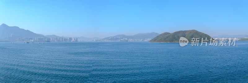 香港大埔大美督海湾山岛自然风光全景长图